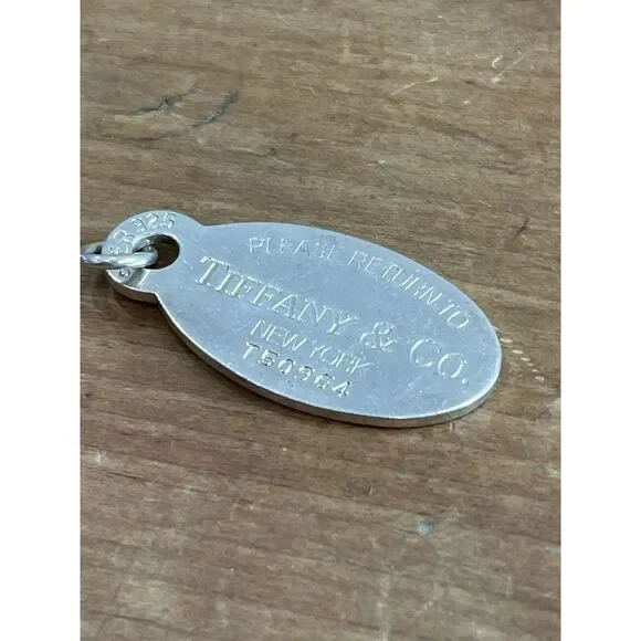 Tiffany & Co Please Return To Sterling Silver 925 Oval Tag Charm Pendant - Picture 7 of 8
